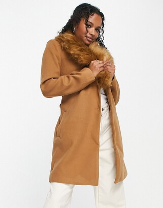 Camel Fur Collar Coat | ShopStyle UK