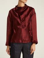 Thumbnail for your product : Toga Asymmetric Cowl-neck Satin Top - Womens - Burgundy
