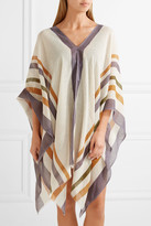 Thumbnail for your product : Eres Striped Cotton And Cashmere-blend Gauze Poncho - Off-white