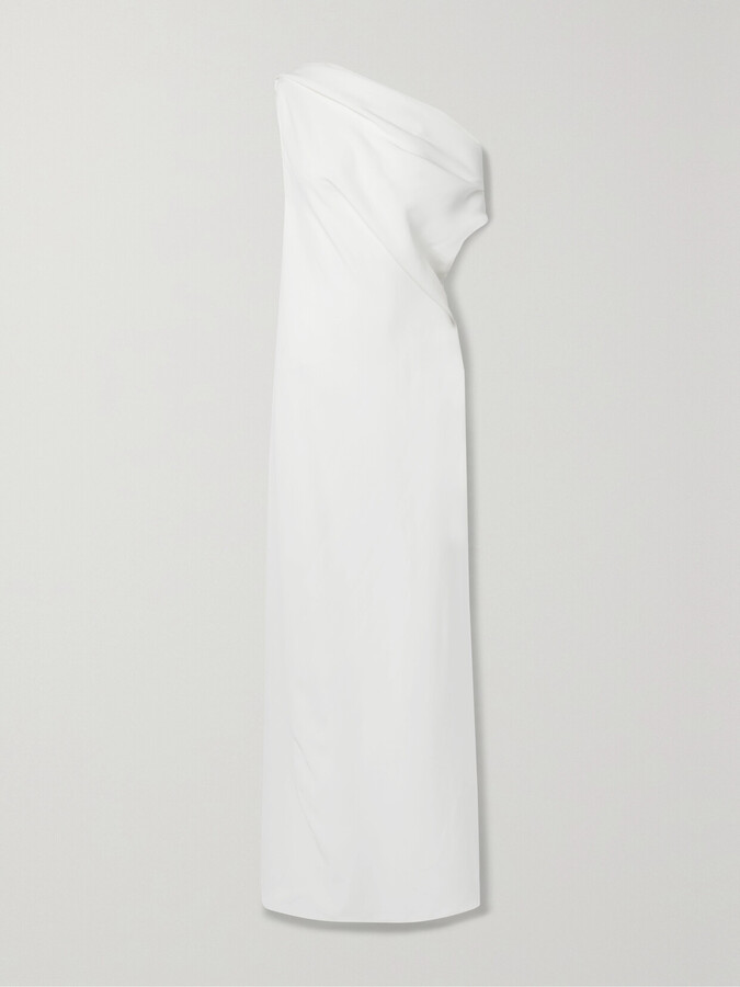 The Row Bamaris One-shoulder Draped Silk-crepe Maxi Dress - Off-white