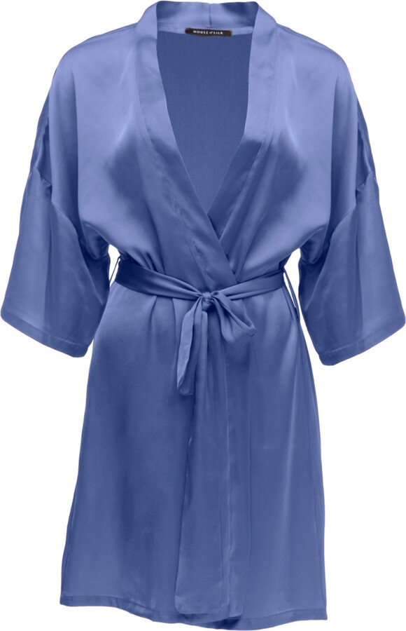 House of Silk - Sateen Robe Azure Blue - ShopStyle