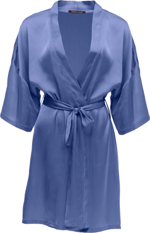 House of Silk Sateen Robe Azure Blue ShopStyle