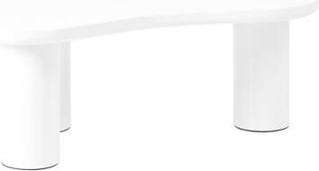 Cloud-shaped Coffee Table In White Color, 44''x25.9'', 1.5'' Thick Tabletop, For Home Decoration 44''w X 25.9''d White, Easy To Install, Cream Style,