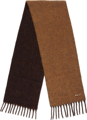 BALLY｜ (Logo Detail Scarf (MSC01LWO167-I3I9)) Bally Logo Intarsia-knit Scarf In Blue | ModeSens