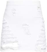 Thumbnail for your product : PrettyLittleThing Petite White Distressed Denim Mini Skirt