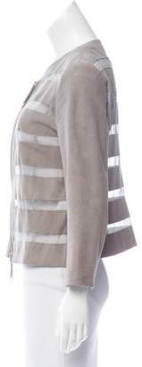 Armani Collezioni Suede & Silk Zip-Up Jacket
