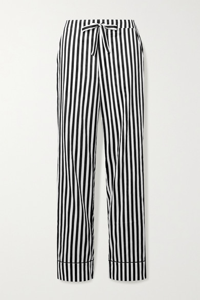 black and white striped pajama pants
