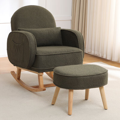 Isabelle & Max Upholstered Teddy Rocking Chair With Ottoman