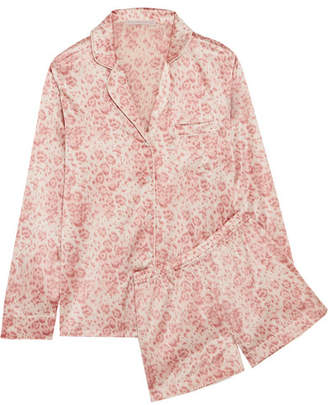 Stella McCartney Poppy Snoozing Leopard-print Stretch-silk Satin Pajama Set - Pastel pink