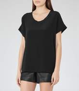 Thumbnail for your product : Reiss Bonn - Silk-front Top in Black