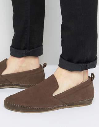 Frank Wright Slip On Espadrilles Shoes in Brown Leather