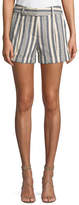 Thumbnail for your product : Veronica Beard Carito Striped Linen Cuffed Shorts