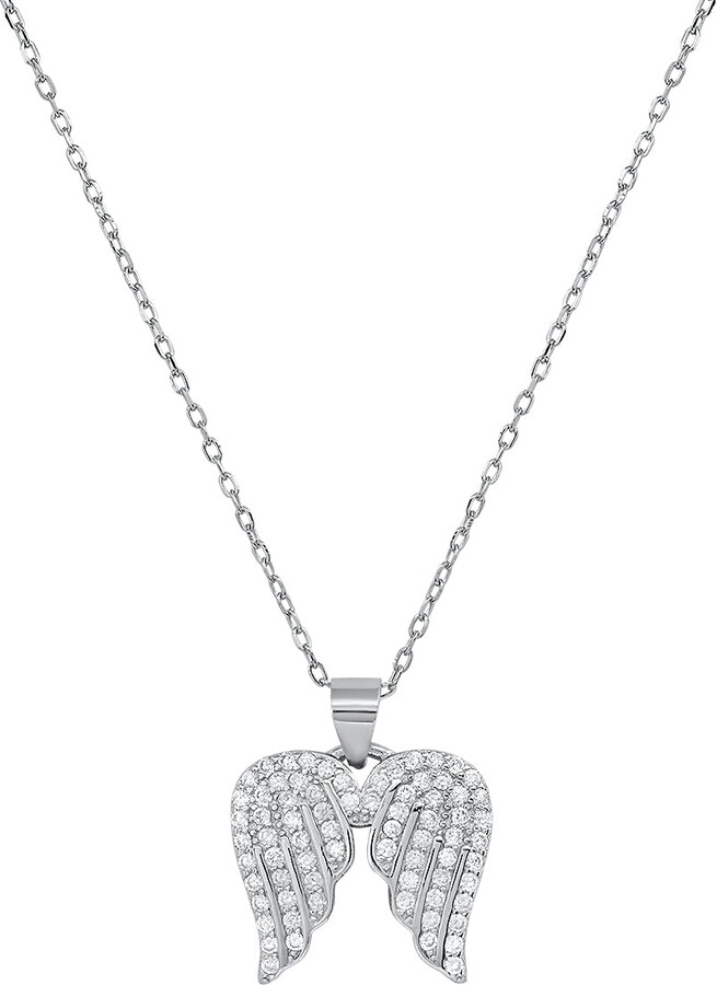 Kylie Harper Sterling Silver Diamond Angel Wings Pendant