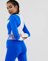 Thumbnail for your product : HIIT Mesh Detail Long Sleeve Crop Top In Blue