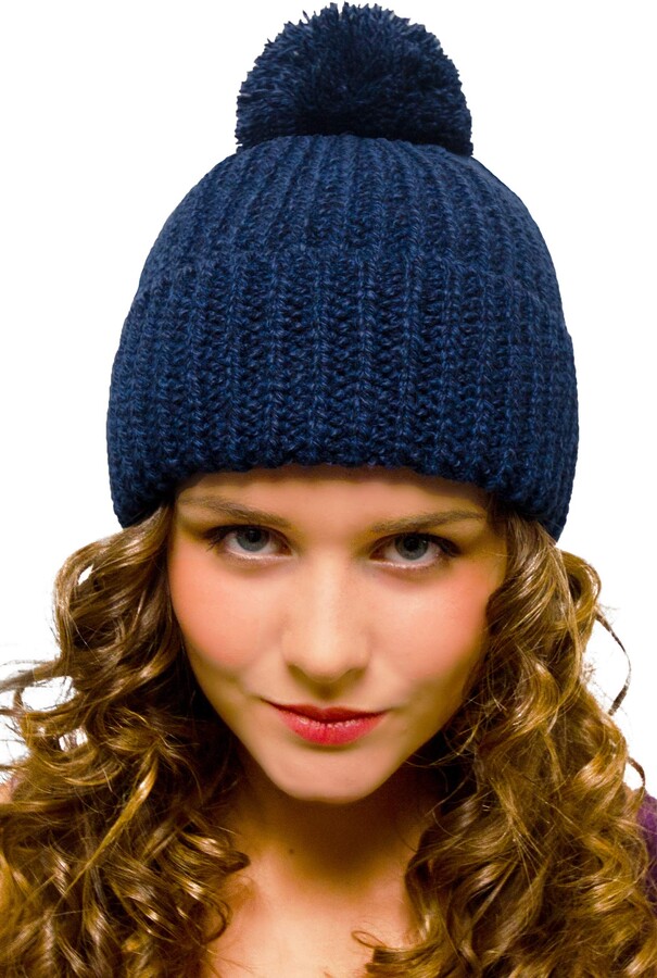 Entire Empire Navy Bobble Hat Women Blue - Woolly Beanie with Pompom for  Women - Winter Hat Ladies Chunky Knit - Knitted Hat Large Bobble Woolen Hat  with Pom Pom (Blue) - ShopStyle