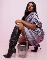 Thumbnail for your product : ASOS Luxe DESIGN Curve Luxe one shoulder premium satin manipulated drape cupped mini dress with hidden boning