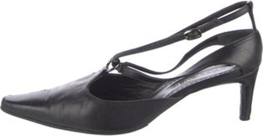 Loewe Leather Slingback Pumps Black Semi-Pointed Toes Straps & Buckle Closure at Ankles Unfortunately, due to restrictions, this item may not be eligible for shipping in all areas.
