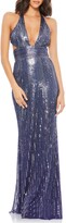 Thumbnail for your product : Mac Duggal Sequin Plunge Column Gown