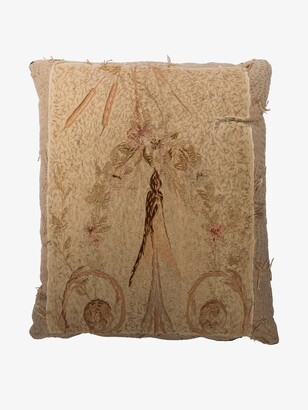 By Walid Neutral 19th Century French Tapestry Cushion Cover - Unisex - Linen/Flax