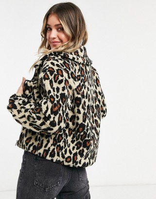 cheetah print teddy jacket