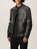 Thumbnail for your product : Golden Goose Jacket Biker Jacket In Leather With Distressed Treatment