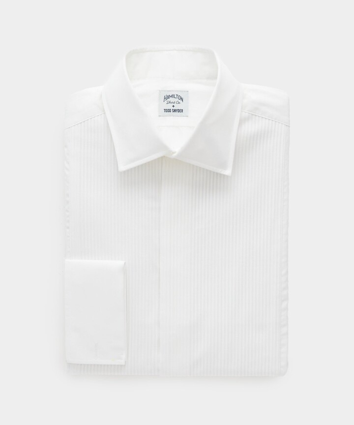Hamilton + Todd Snyder Cotton Pleated Spread Collar Tuxedo Shirt