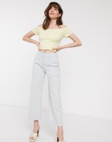 Thumbnail for your product : Glamorous off shoulder pastel crop top in rib