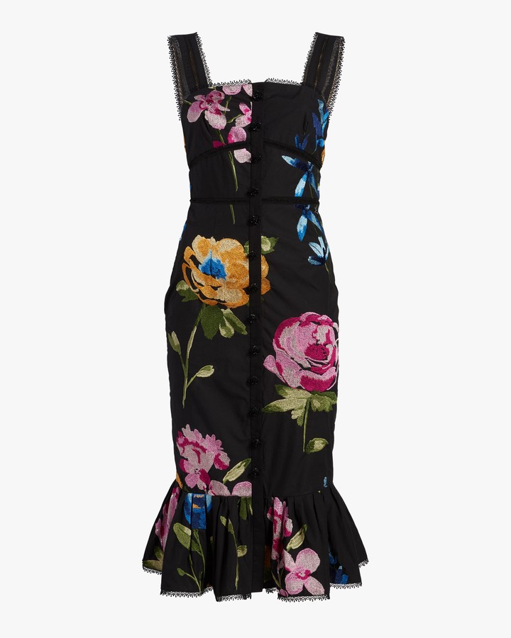 trumpet hem midi dress