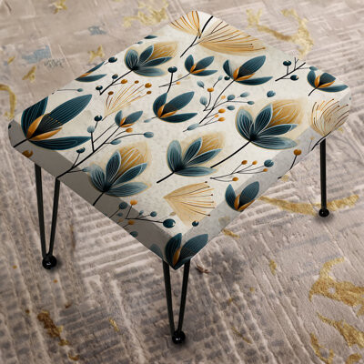 Design Art Scandinavian Yellow And White Collage - Botanical Rectangle Ottoman