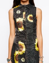 Thumbnail for your product : Your Eyes Lie Shirt Dress With Sunflower Print & Open Back