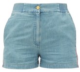 Thumbnail for your product : Gucci High-rise Side-stripe Chambray Shorts - Blue