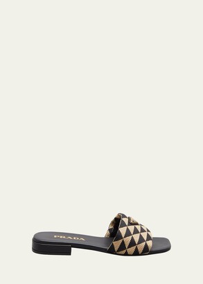 Prada Triangle Jacquard Flat Sandals - ShopStyle