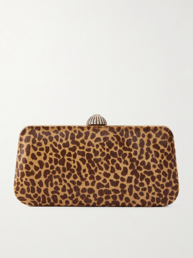 Valentino Garavani Carry Secrets Embellished Leopard-print Calf Hair Clutch - Animal print