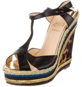 Thumbnail for your product : Christian Louboutin Leather Animal Print Espadrilles Black