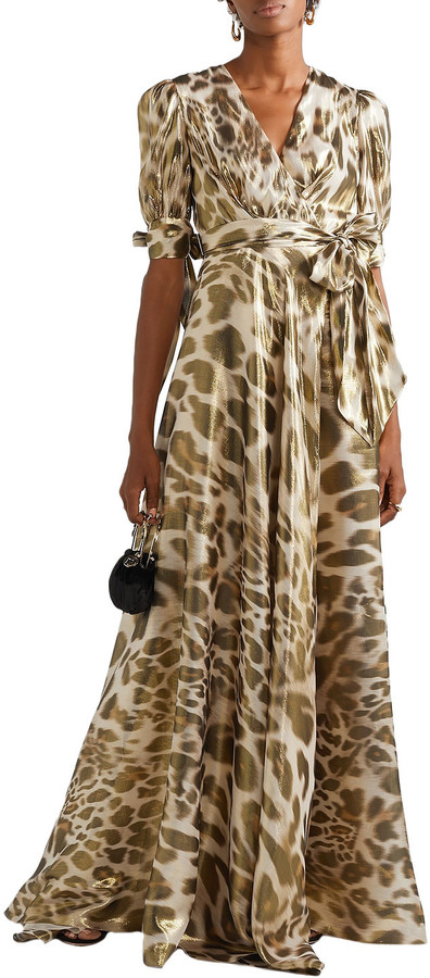 Naeem Khan Wrap-effect Leopard-print Lame Gown - ShopStyle Evening Dresses