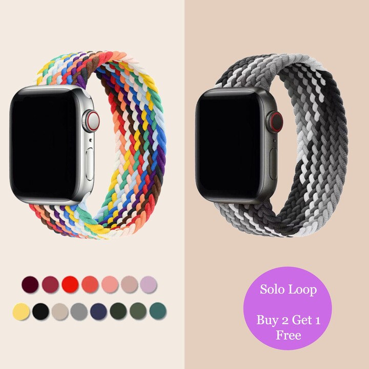 Apple Watch Braided Solo Loop Band, Stretchy Wristband Iwatch Replacement Strap, Waterproof Comfortable Easy To Wear, Series 7 6 5 Se