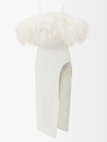 Thumbnail for your product : David Koma Ostrich-feather And Crystal-embellished Dress - White