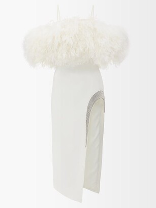 David Koma Ostrich-feather And Crystal-embellished Dress - White