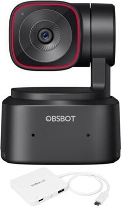 OBSBOT Tiny 2 Lite AI-Powered 4K PTZ Webcam Bundle with 3-Port USB-C Portable Expansion Hub for USB-C Enabled Laptops (2 Items)