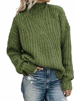 Thumbnail for your product : Dokotoo Women's Casual Jumper Mock Neck Long Sleeve Solid Color Jumper Sweater Pullover Knitted Tops Green