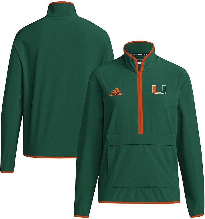 Men's adidas Green Miami Hurricanes 2024 Coaches Sideline Half-Zip Jacket