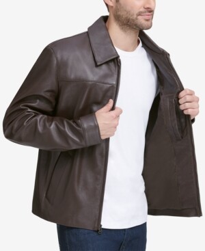 cole haan leather bomber jacket