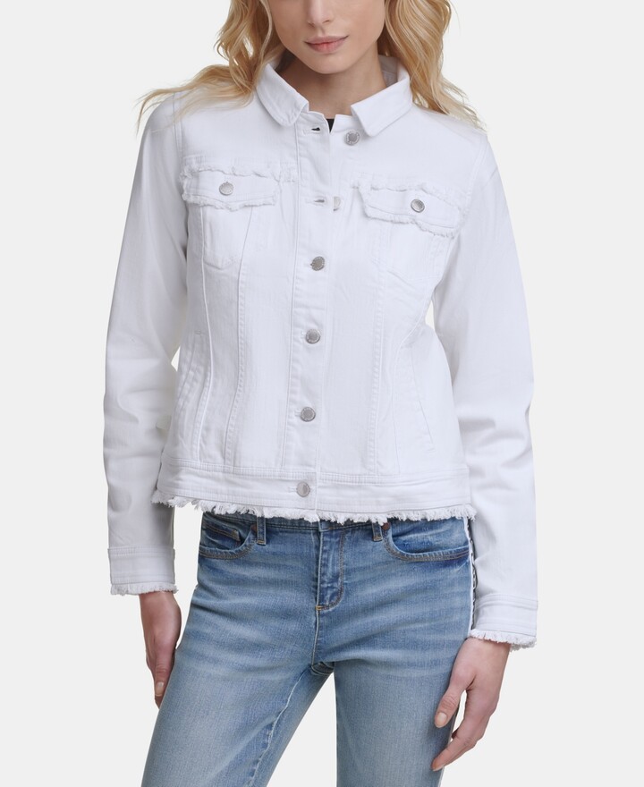 white fringe denim jacket