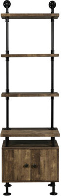 ArtisanArcade Rustic Side With Oak And Black And Three Shelving Appeal Spacious Storage Options
