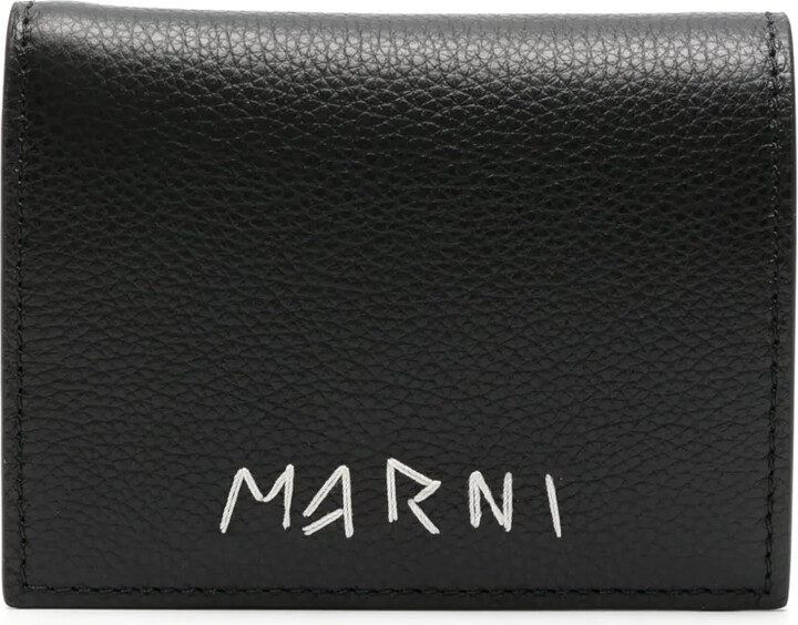 Marni Logo-Embroidered Leather Wallet