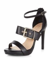 Thumbnail for your product : New Look Black Leather Buckle Strap Heels