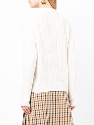 N.Peal cable-knit V-neck jumper