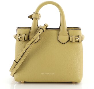 Burberry Banner Tote Leather and House Check Canvas Mini - ShopStyle