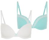 Thumbnail for your product : New Look Teens 2 Pack Cream and Pale Pink Polka Dot Lace Trim Bras