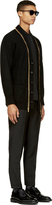 Thumbnail for your product : Alexander McQueen Black Wool Cashmere Gold Zip Overlong Cardigan